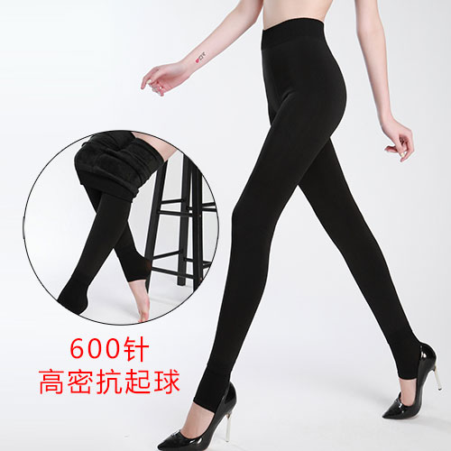 冬季新款 珍珠绒一体裤打底裤批发 600针高密抗起球 踩脚九分两用